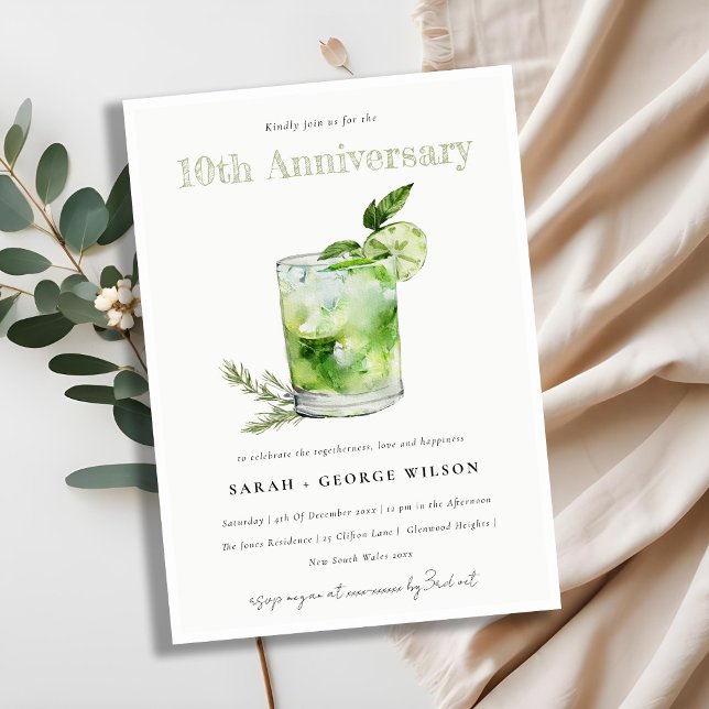 Invitation Cocktail Chic Green Margarita Chaque Année Anniver (Créateur téléchargé)
