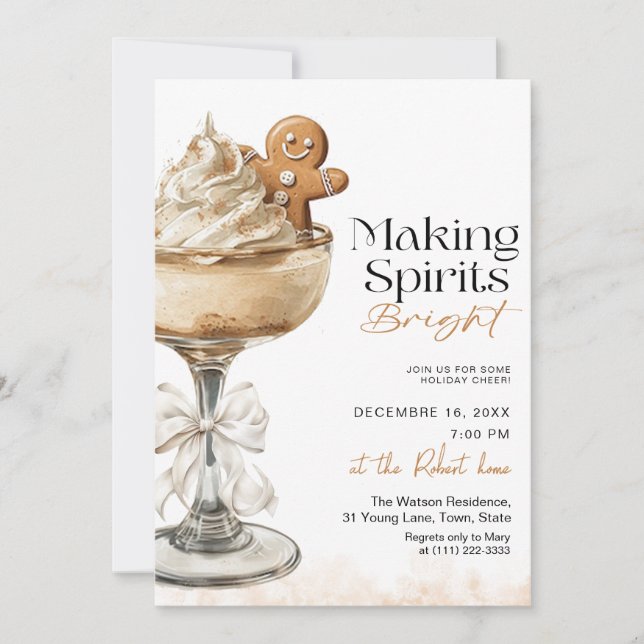 Invitation Cocktail Christmas Party Making Spirits Bright (Devant)