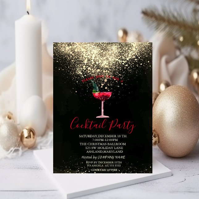 Invitation Cocktail Confetti Fête de Noël (Créateur téléchargé)