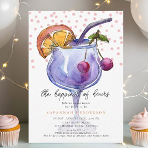 Invitation Cocktail Confettis Roses Happy Hour Enterrement de