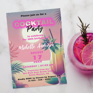 Invitation Cocktail d'anniversaire des 30 ans de Neon Tropica