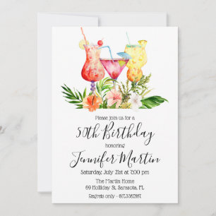 Invitation Cocktail d'anniversaire tropical Boissons Invitati