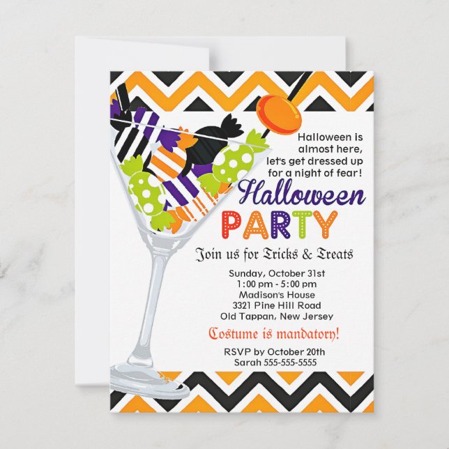 Invitation Cocktail de costumes d'Halloween (Devant)