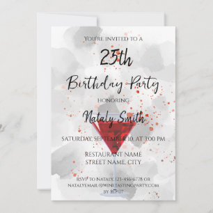 Invitation Cocktail de martini rouge sur blanc