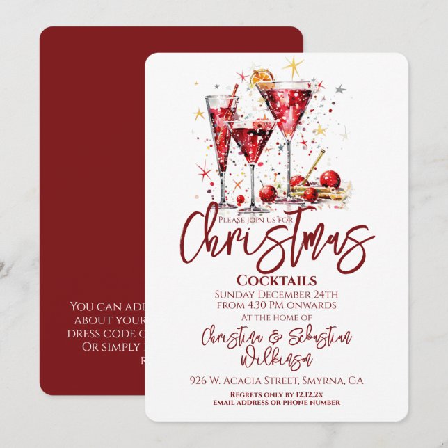 Invitation Cocktail de Noël (Devant / Derrière)