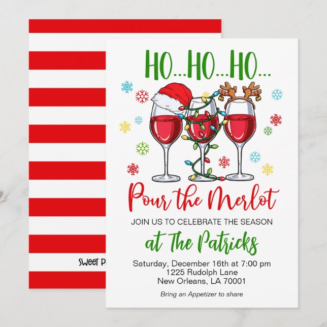 Invitation Cocktail de Noël (Devant / Derrière)