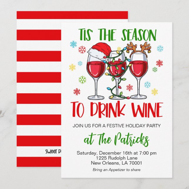 Invitation Cocktail de Noël (Devant / Derrière)