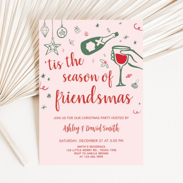 Invitation Cocktail de Noël à la main de Whimsical (Hand Drawn Whimsical Cocktail Christmas Party Invitation
)