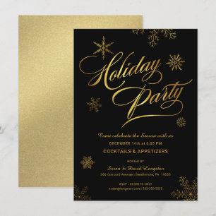 Invitation Cocktail de Noël Black & Gold