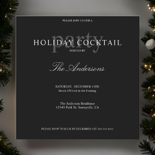 Invitation Cocktail de Noël Black moderne