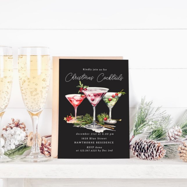 Invitation Cocktail de Noël et soirée élégante (Créateur téléchargé)