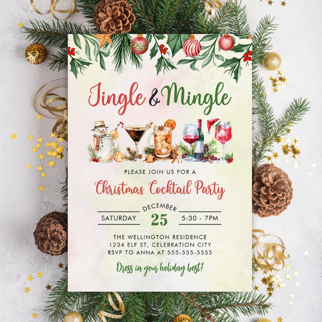 Invitation Cocktail de Noël Jingle Et Mingle (Créateur téléchargé)