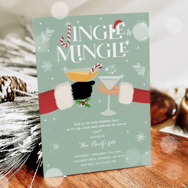 Invitation Cocktail de Noël Jingle Et Mingle (Créateur téléchargé)