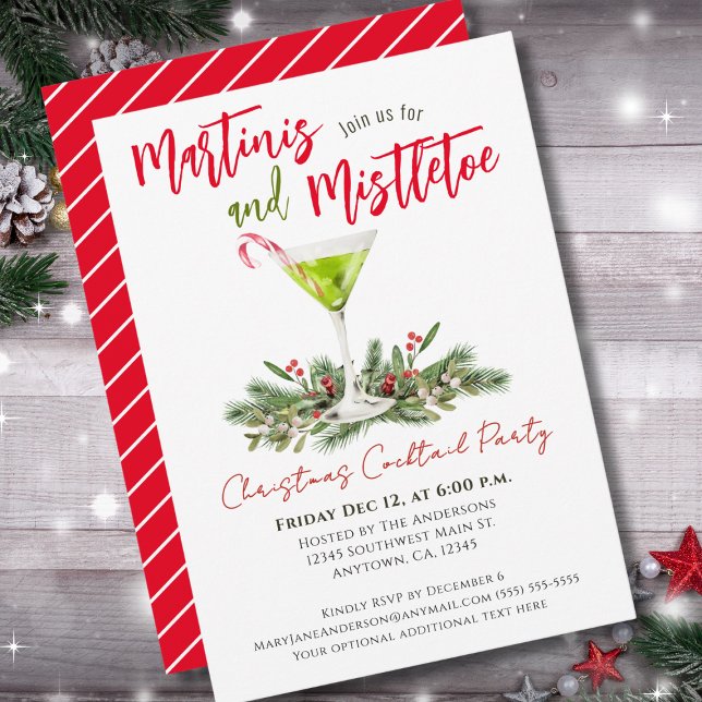 Invitation Cocktail de Noël Martini Festive Boissons (Créateur téléchargé)