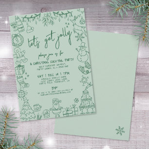 Invitation Cocktail de Noël Whimsical tiré à la main