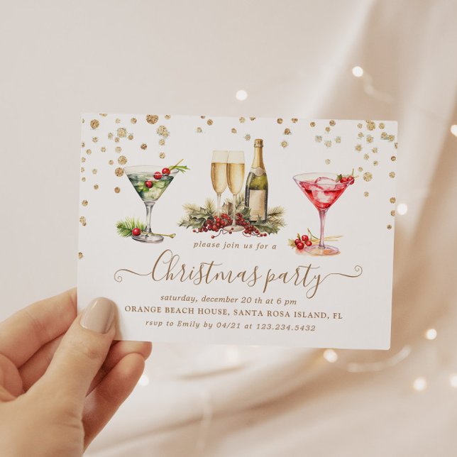 Invitation Cocktail de Parties scintillant de Noël (Créateur téléchargé)
