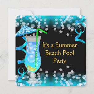 Invitation Cocktail de plage bleue d'été Fête au bord de la p