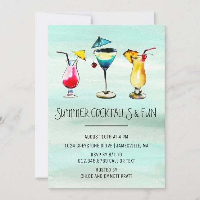Invitation Cocktail d'été tropical (Devant)