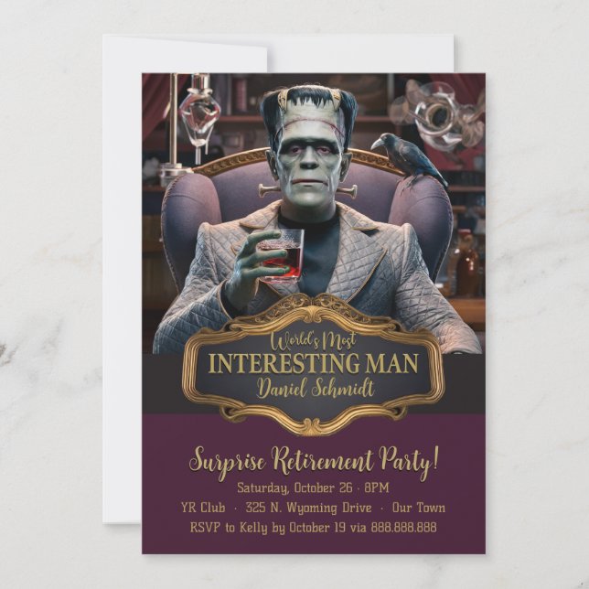 Invitation Cocktail d'Halloween, Frankenstein & Bride (Devant)
