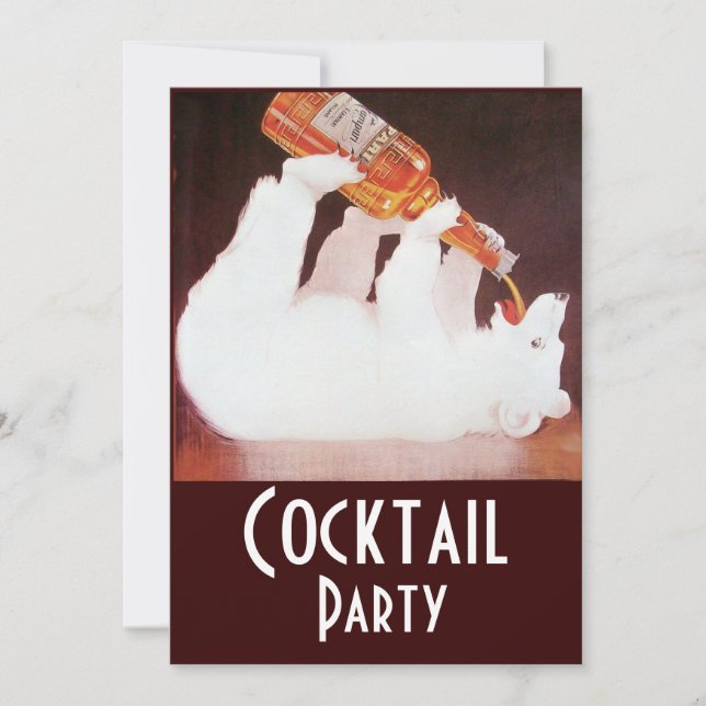 Invitation COCKTAIL D'OURS POLAIRE, blanc brun rouge (Devant)