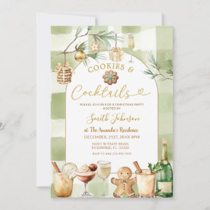 Invitation Cocktail et biscuits d'hiver au Gingham aquarelle