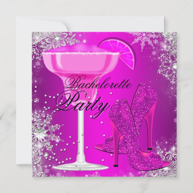 Invitation Cocktail étincelant & talons Bachelorette Invitati (Devant)