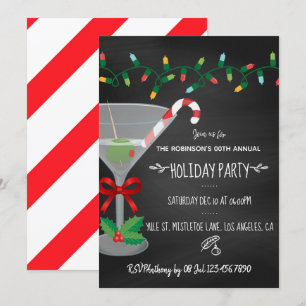 Invitation Cocktail festif thème Noël Chalkboard Party