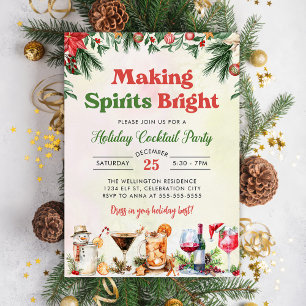 Invitation Cocktail festif Watercolor Fête de Noël
