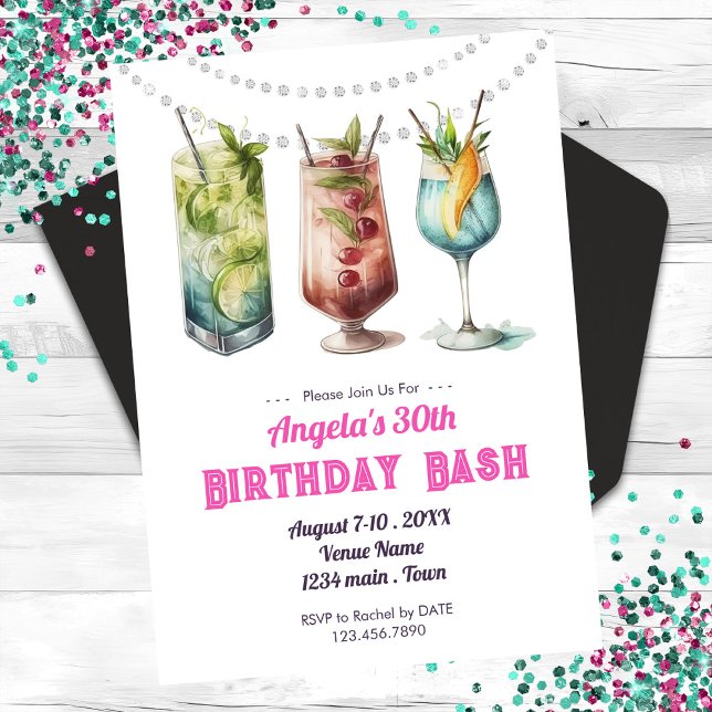 Invitation Cocktail Fruités 30ème Anniversaire Été  (Créateur téléchargé)