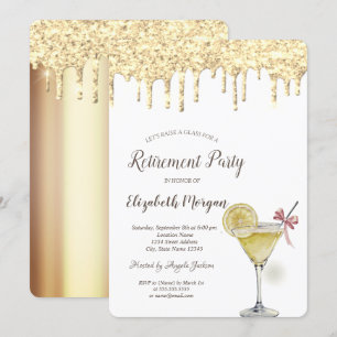Invitation Cocktail Glitter Drops Citron Retraite