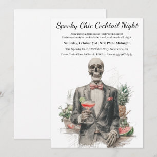 Invitation Cocktail Halloween   Nuit éffrayant chic