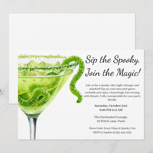 Invitation Cocktail Halloween | Potion magique (Devant / Derrière)