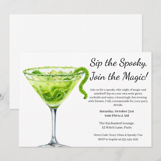 Invitation Cocktail Halloween | Potion magique (Devant / Derrière)