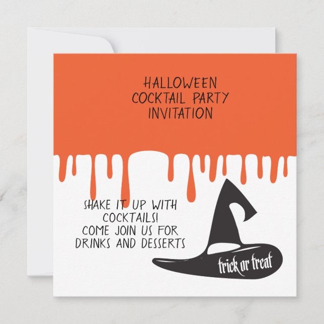 Invitation Cocktail Halloween Soirée Casquette noir moderne (Devant)