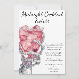 Invitation Cocktail Halloween   Squelette main