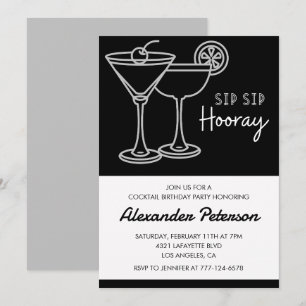 Invitation Cocktail Hommes Noir et Blanc 36e anniversaire