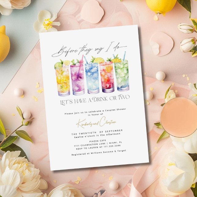 Invitation Cocktail Mariage Élégant Fête de Couple (Créateur téléchargé)