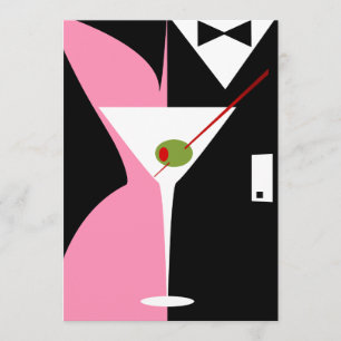 Invitation Cocktail Martini Classieux Rose et Noir