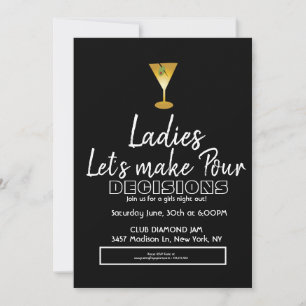 Invitation Cocktail martini d'anniversaire soirée dames