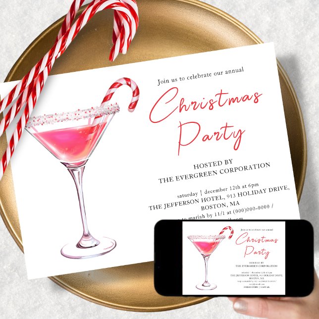 Invitation Cocktail Martini de Noël | Fête de vacances (Créateur téléchargé)