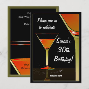 Invitation Cocktail Martini fête d'anniversaire