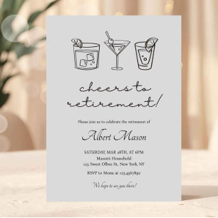 Invitation Cocktail Minimaliste pour Célébrer la Retraite