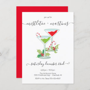Invitation Cocktail Mistletoe and Martinis Holiday