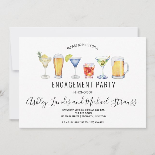 Invitation Cocktail mixte Boissons Engagement Partie Invitati (Devant)