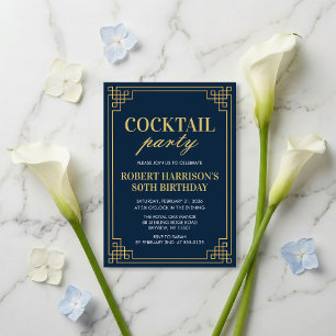 Invitation Cocktail Party Navy Or 80e Anniversaire