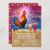 Cocktail Party Tropical Rooster Funny Anniversaire