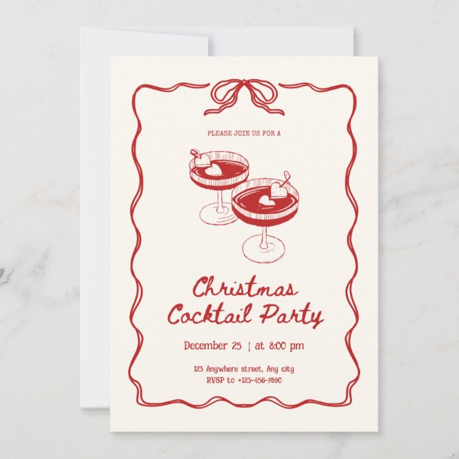 Invitation Cocktail Red Christmas (Devant)