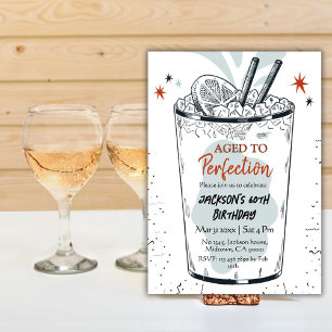 Invitation Cocktail retro boisson à thème simple 60e annivers