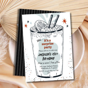 Invitation Cocktail retro boisson thème 21ème anniversaire su