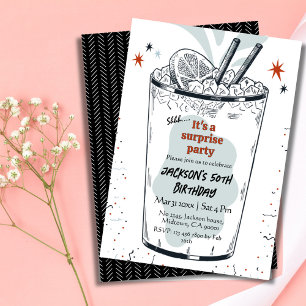 Invitation Cocktail retro boisson thème 50ème anniversaire su